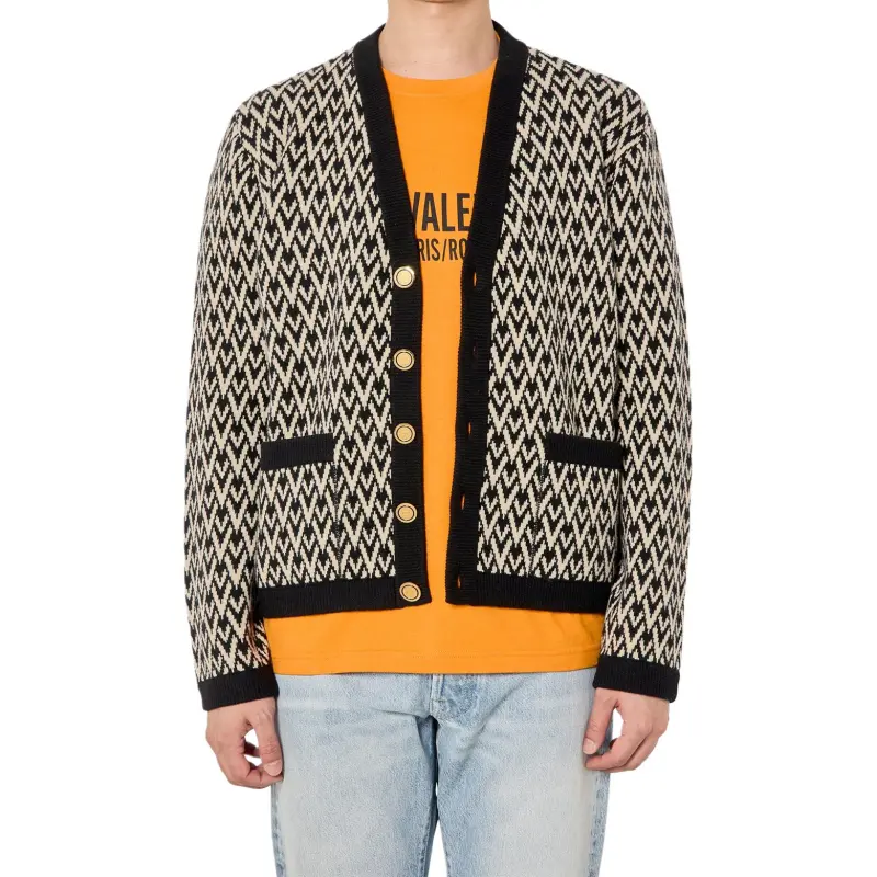 Valentino Toute La V Patterned Straight Hem Cardigan-2