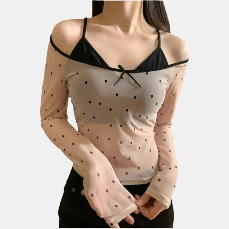 Joycefuuu Bra Undershirts Women's Light Apricot Polka Dot-1