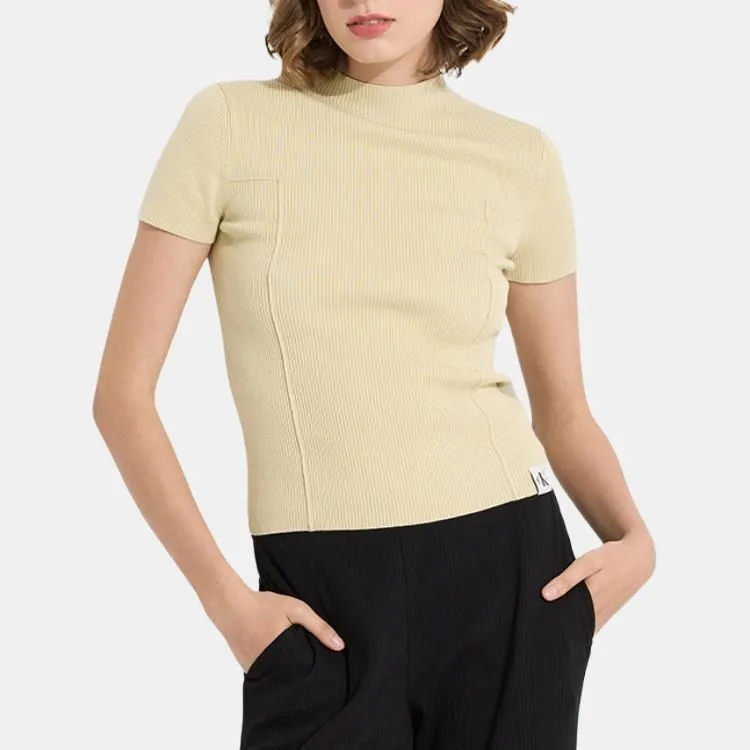 Calvin Klein Mock neck Ribbed T shirt-2