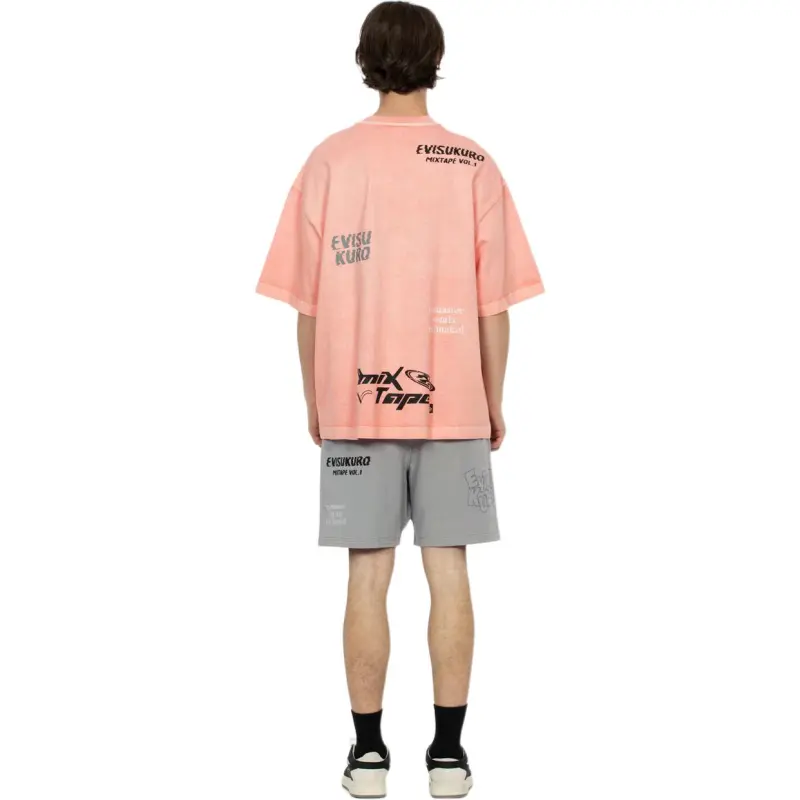 EVISU T Shirts Men Gray Pink-4