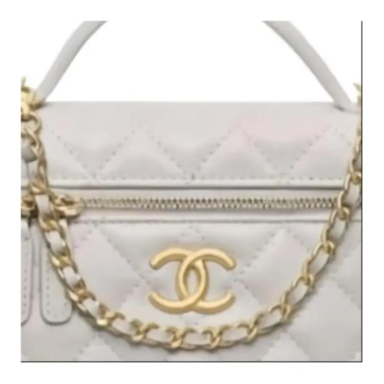 CHANEL Litchi Grain Cow Leather Shoulder Bag, Crossbody Bag, Handbag Trumpets Women's Gray-1