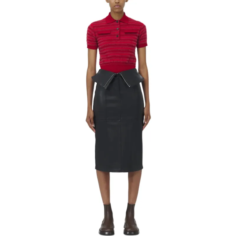 Alexander McQueen Fold Over Waist Leather Skirt-1