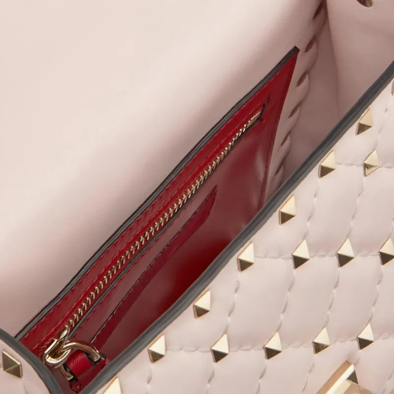 Valentino Leather Handbag Shoulder Bag Crossbody Bag Women's Pink-3