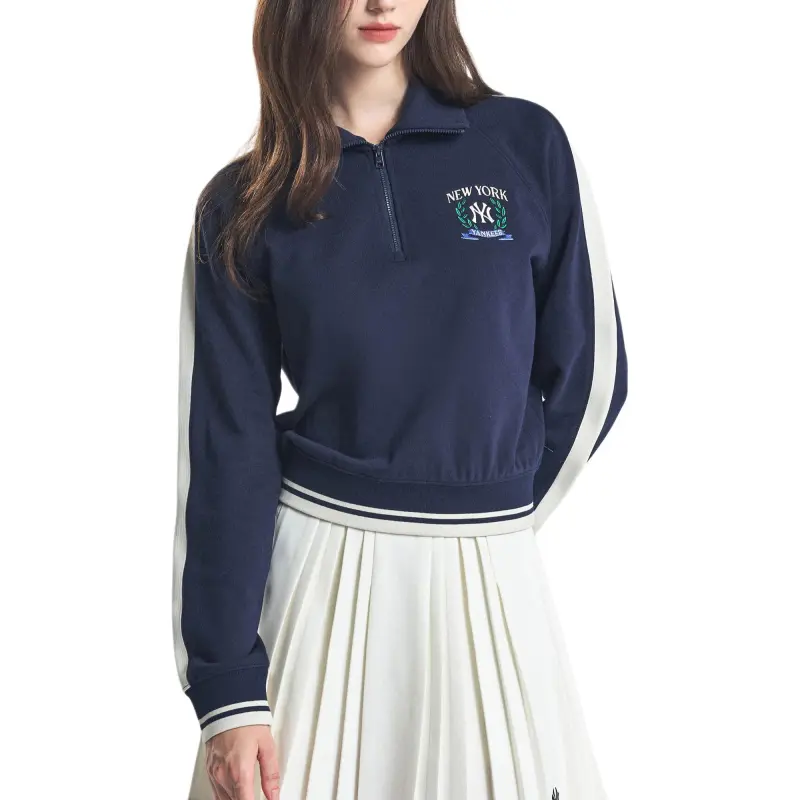 MLB New York Yankees Varsity SPORT IVE TRACK Sweatshirt Women's Marine Blue-2