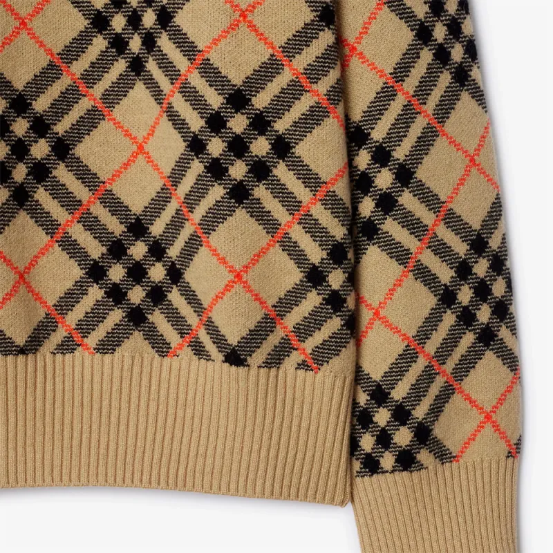 Burberry Checked Knitted Crewneck Jumper-4
