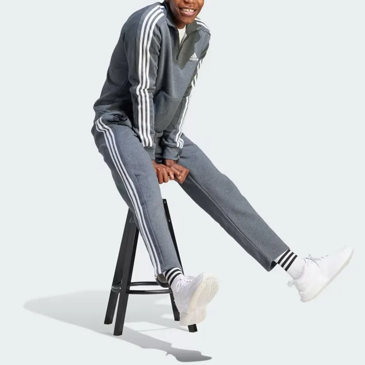 Adidas Essentials 3 Stripes Open Hem Fleece Pants-3