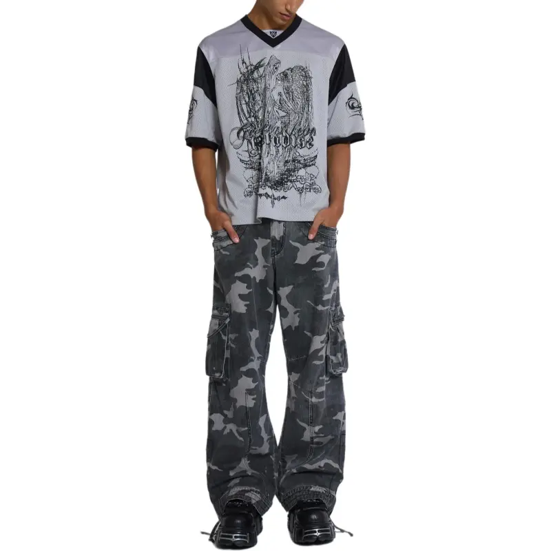 Jaded London Washed Black Trooper Camo Cargo Pant Cargo Pants Men's Washed Black-4