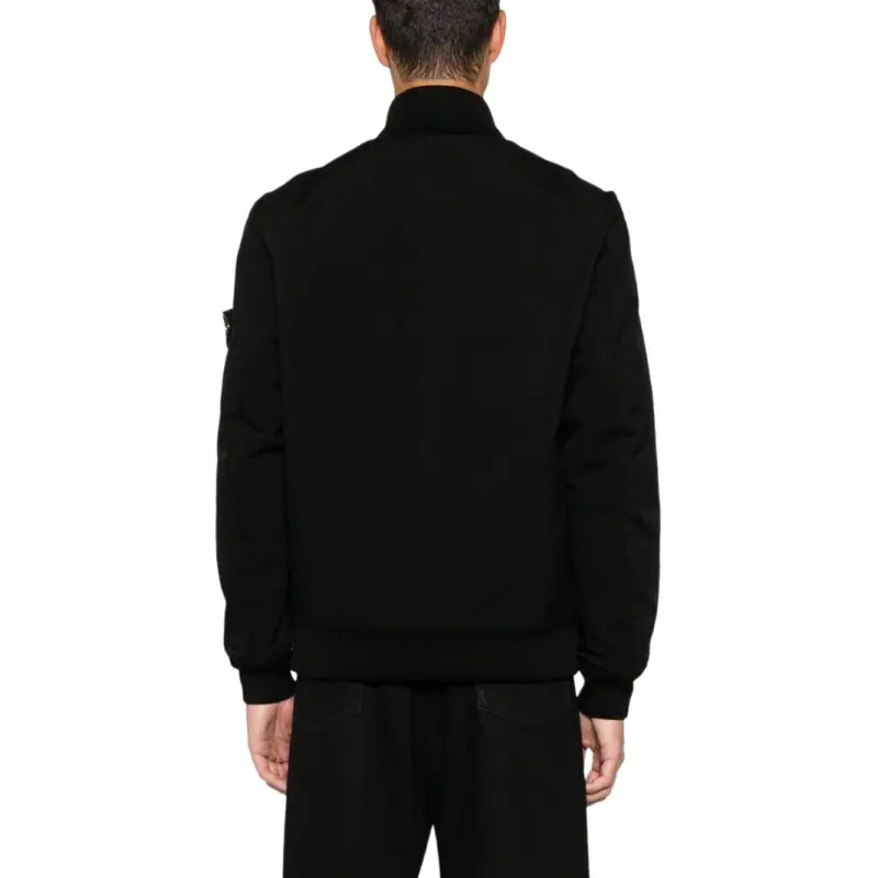 STONE ISLAND Logo Patch Zip Up Bomber Jacket-4