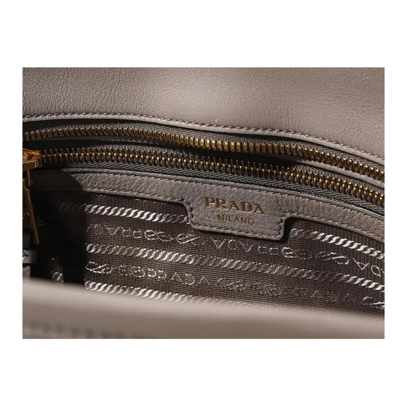 PRADA Calfskin Crossbody Bag Shoulder Bag Women's Taupe-10