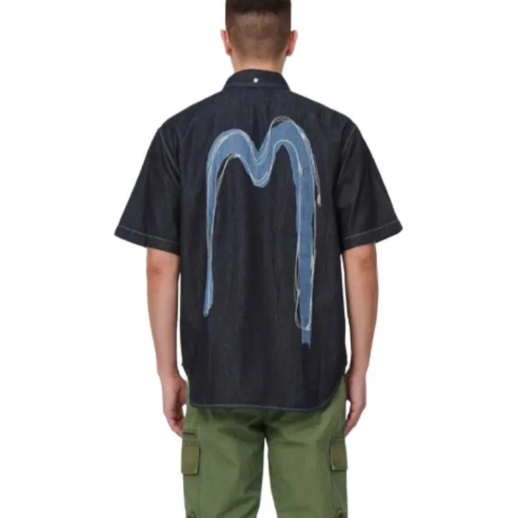EVISU Shirts Men Denim Blue-4