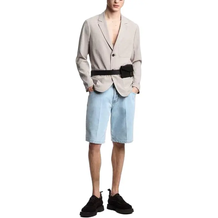 EMPORIO ARMANI Single breasted Jacket In Nylon Seersucker-3