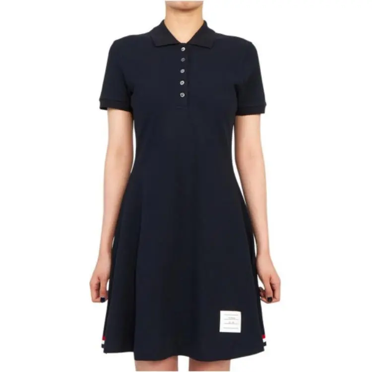 THOM BROWNE· Short Sleeved Dress Summer Women's Marine Blue-4