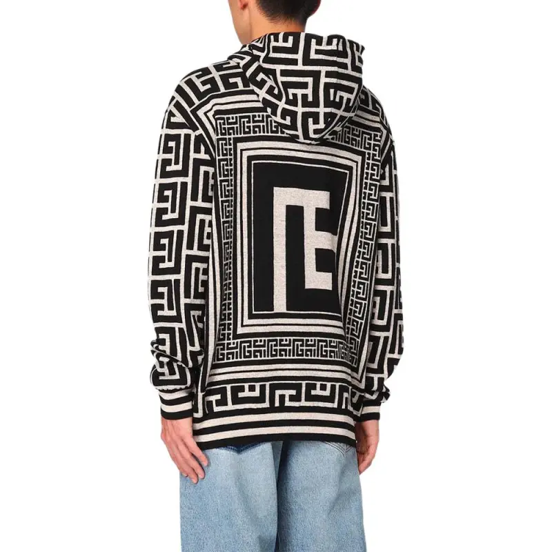 BALMAIN Monogram Hooded Sweatshirt-3
