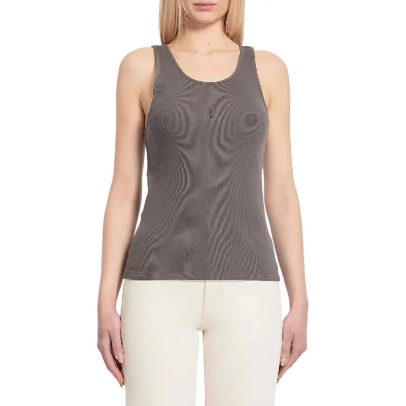 SAINT LAURENT Cassandre Ribbed Tank Top-3