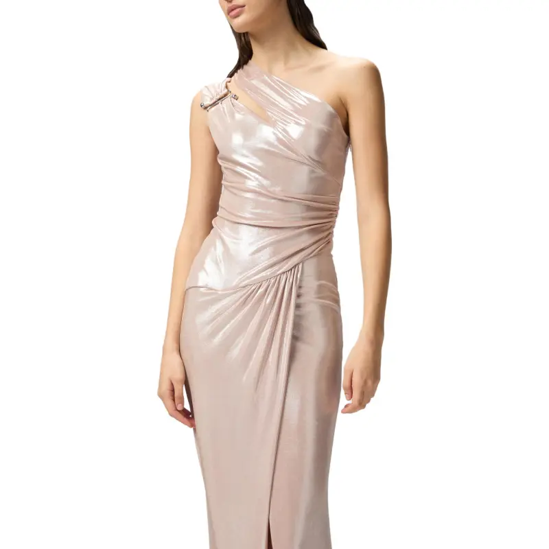 PINKO One Shoulder Ruched Maxi Dress-4