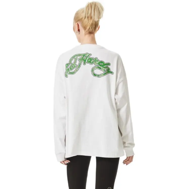 Ed Hardy SS24 Drop Shoulder Sleeve T Shirt Women's White-4