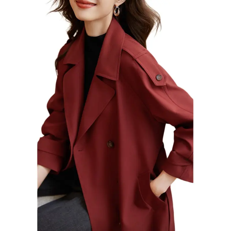 Mo Han Yi Mei Trench Coat Women's Rusty Red-0