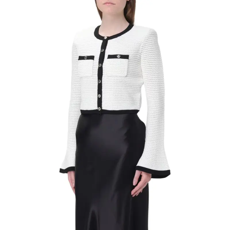 Self portrait Pointelle knit Cropped Cardigan-2