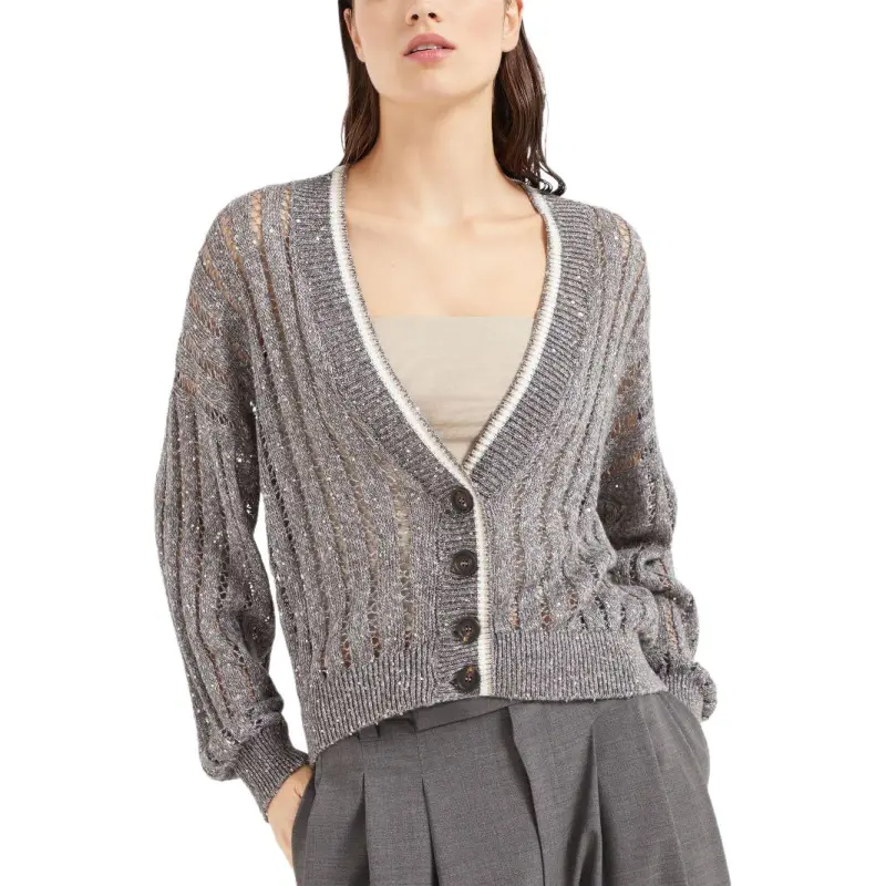 Brunello Cucinelli Dazzling Ribbed Net Cardigan-2