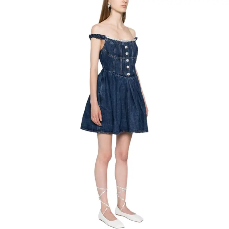 Self portrait Crystal embellished Denim Mini Dress-3