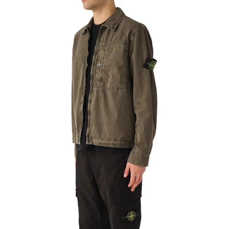 STONE ISLAND Compass Patch Zip Up Shirt Jacket-3