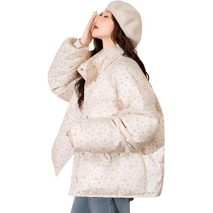 Tonlion Puffer Jacket Women's Light Beige Apricot-1