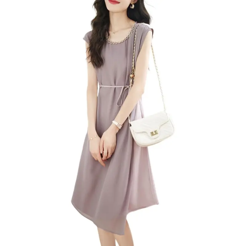 Mo Han Yi Mei Sleeveless Dress Women's Purple-3