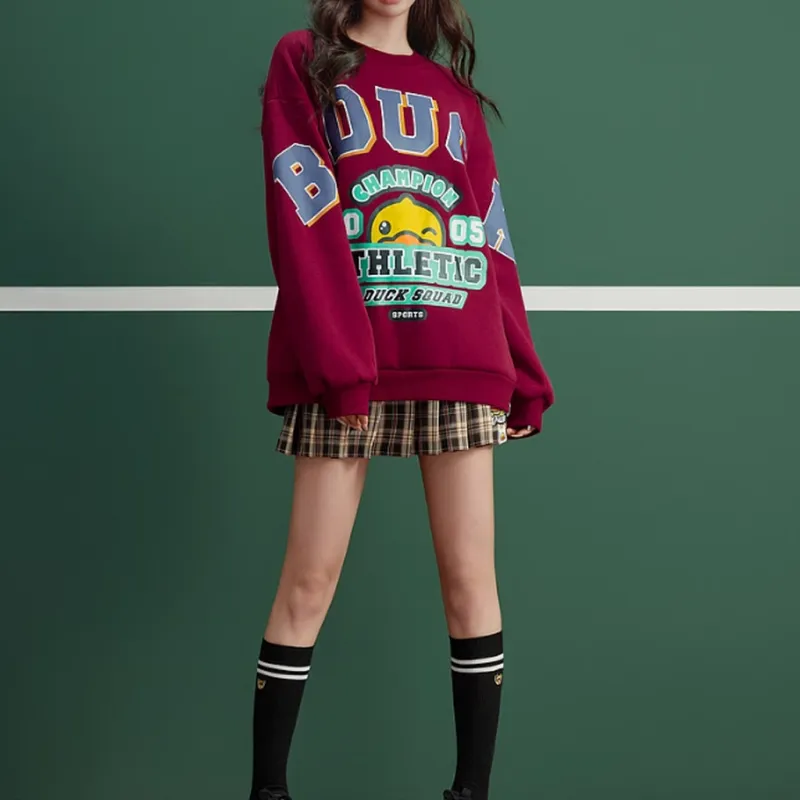 B.Duck Sweatshirt Women's Dark Red-1