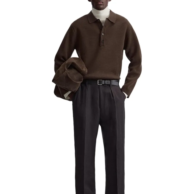 ZARA Polo Shirt Men's Chocolate Brown-1