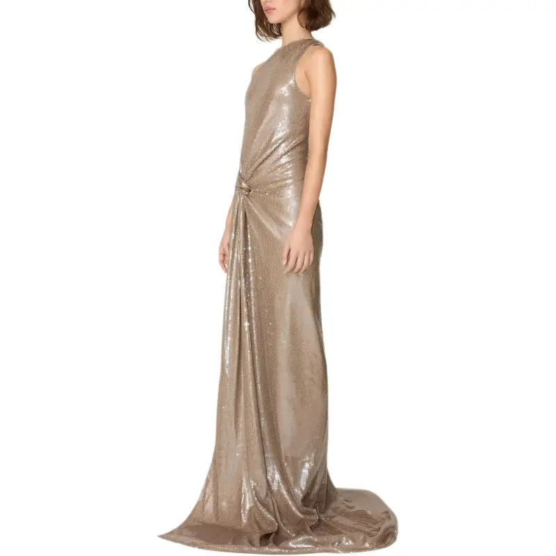Khy x SIA ARNIKA FW24 Sequin One Shoulder Gown Evening Dress Women's Champagne/Champagne-2