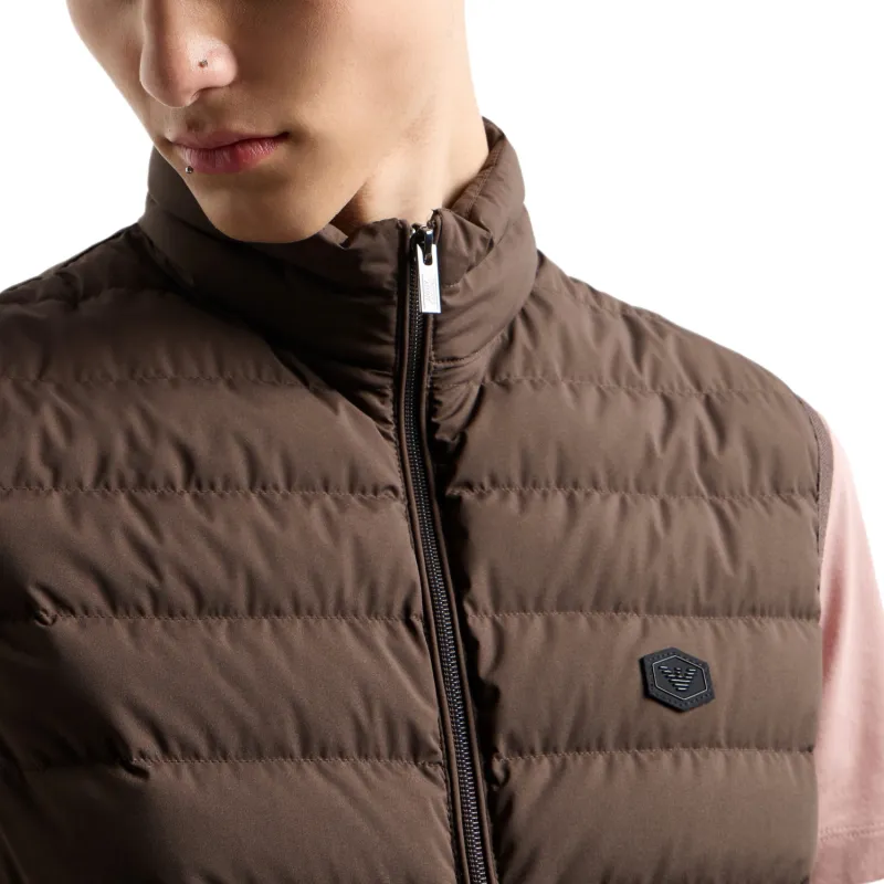EMPORIO ARMANI Sleeveless Full zip Down Jacket In Quilted Nylon With Eagle Logo Patch-5