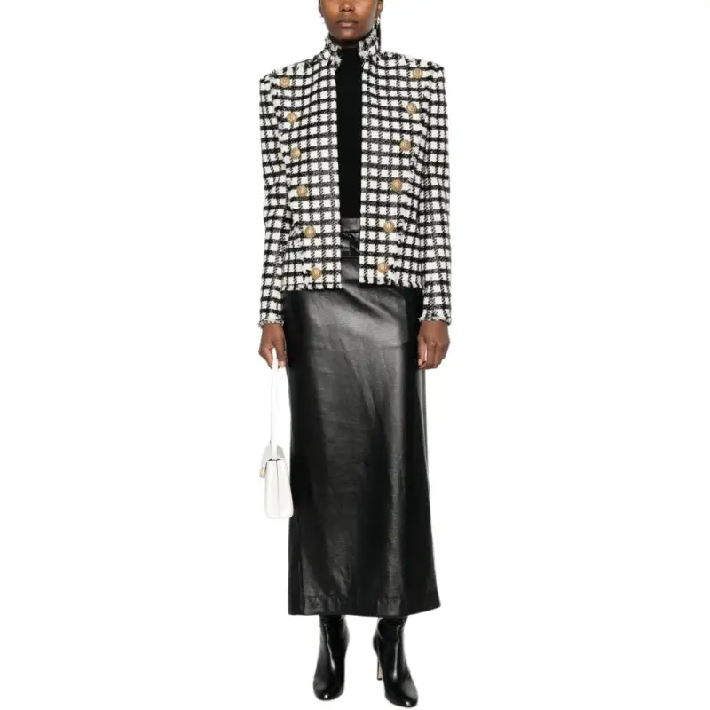 BALMAIN Button embellished Checked Jacket-3