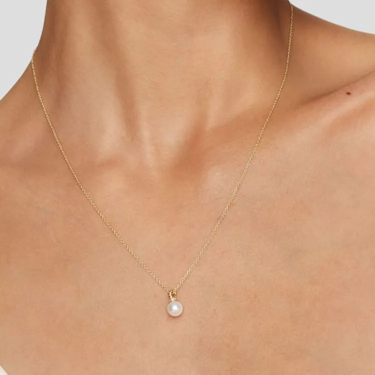 David Yurman 18kt Yellow Gold Petite Solari Diamond And Pearl Necklace 11.5mm-2