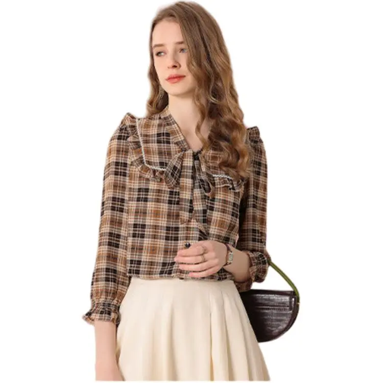 FENHONGMALI Shirt Women's Khaki-4
