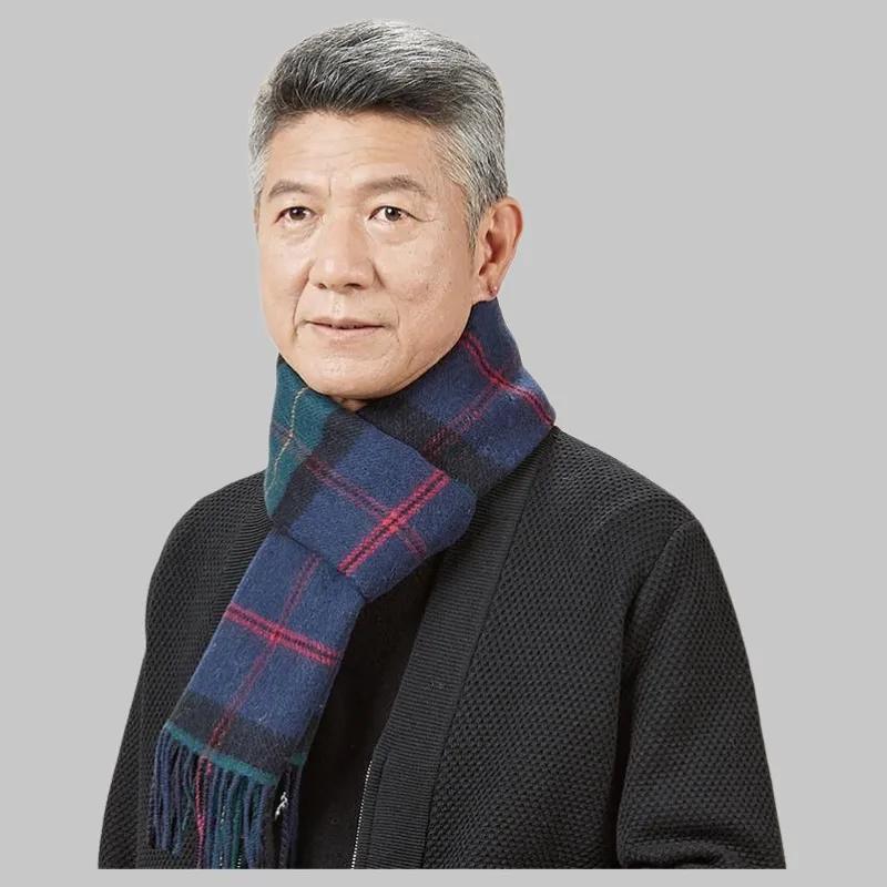 H YXIANG Wool Knit Scarves Men's-1