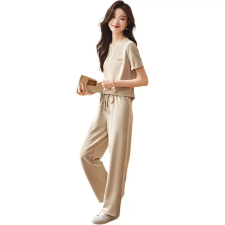 Mo Han Yi Mei Casual Suit Women's Light Beige Apricot-1