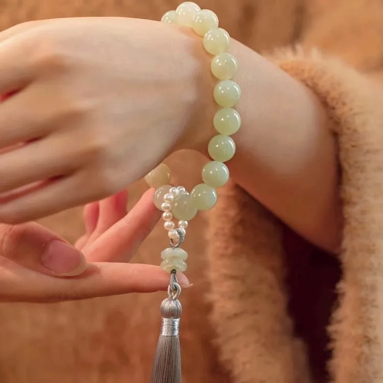 Andaozi Hetian Jade Bracelets Pale Greenish White Jade Women's-2
