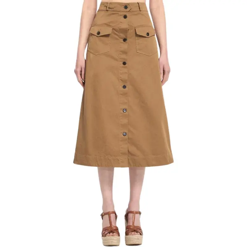 SAINT LAURENT Button Detailed A Line Skirt-2