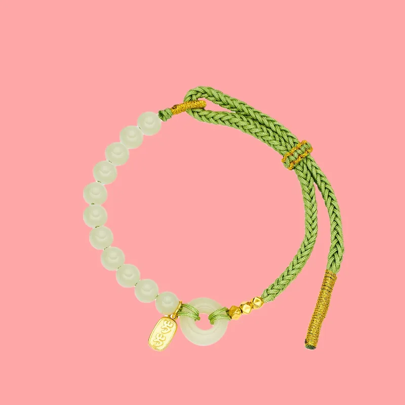 Andaozi Hetian Jade Bracelets Pale Greenish White Jade Women's-2
