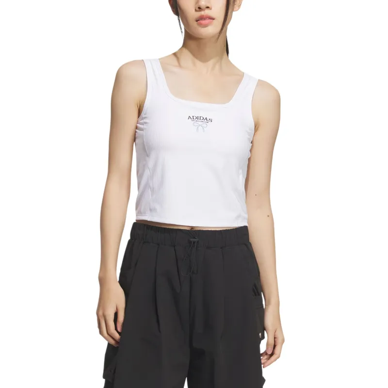 Adidas Sportswear SS25 RIB SLIM TANK TOP Sport Vests Women's White-1