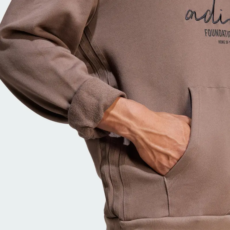 Adidas BRAND LOVE FRENCH TERRY HOODIE Sweatshirt Unisex Stratum Dark Earthy Brown-4