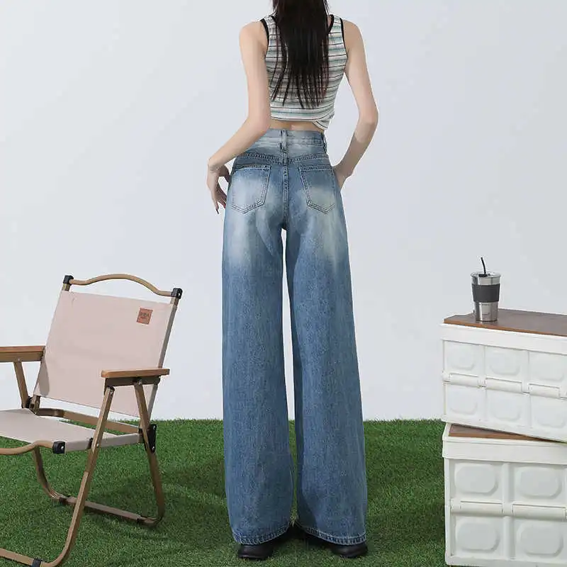 YINLEI Jeans Women's Vintage Blue-0