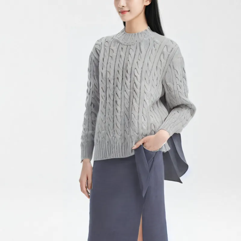 THE NORTH FACE Merino Wool Cable Sweater Unisex Gray-4