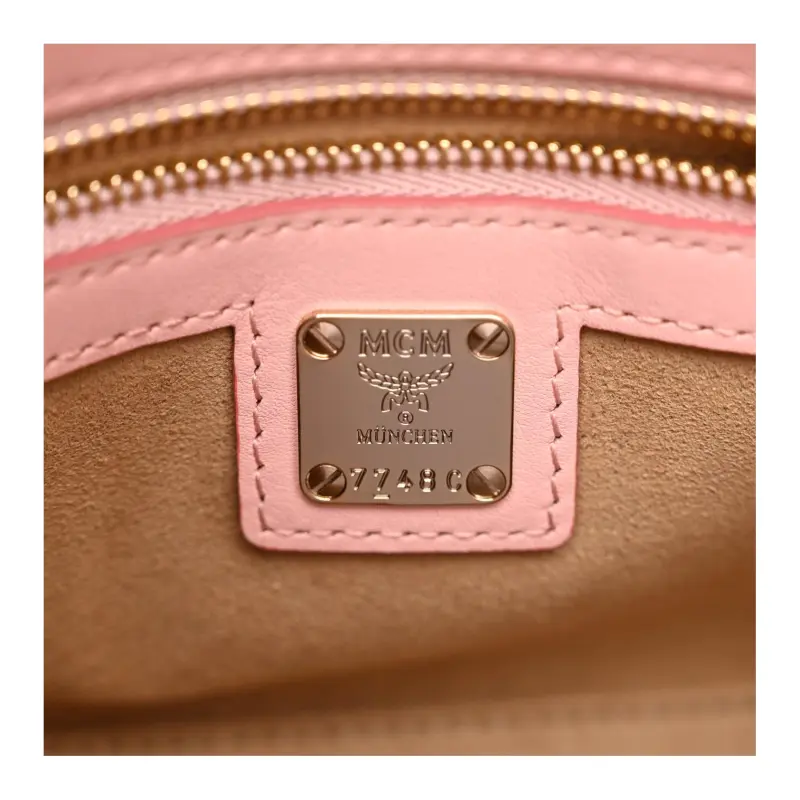 MCM Cow Leather Tote Bag, Shopping Bag, Crossbody Bag, Handbag Mini Women's Pink-5