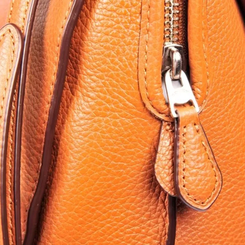 COACH Leather Tote Bag, Shopping Bag, Handbag Women's Orange-6