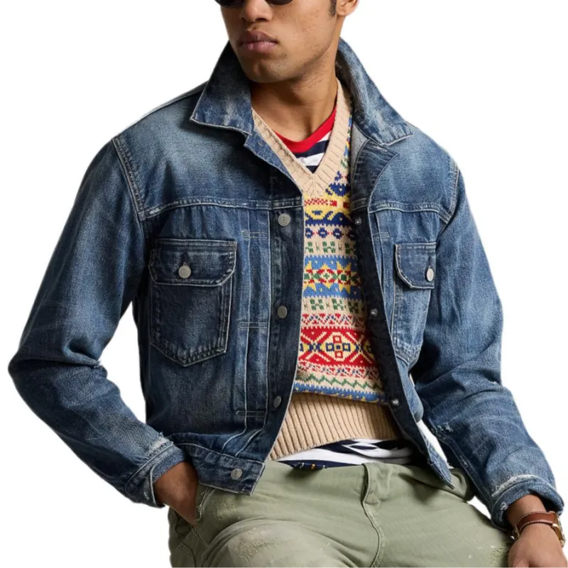 Polo Ralph Lauren SS24 Denim Trucker Jacket Denim Jacket Men's Blue-4