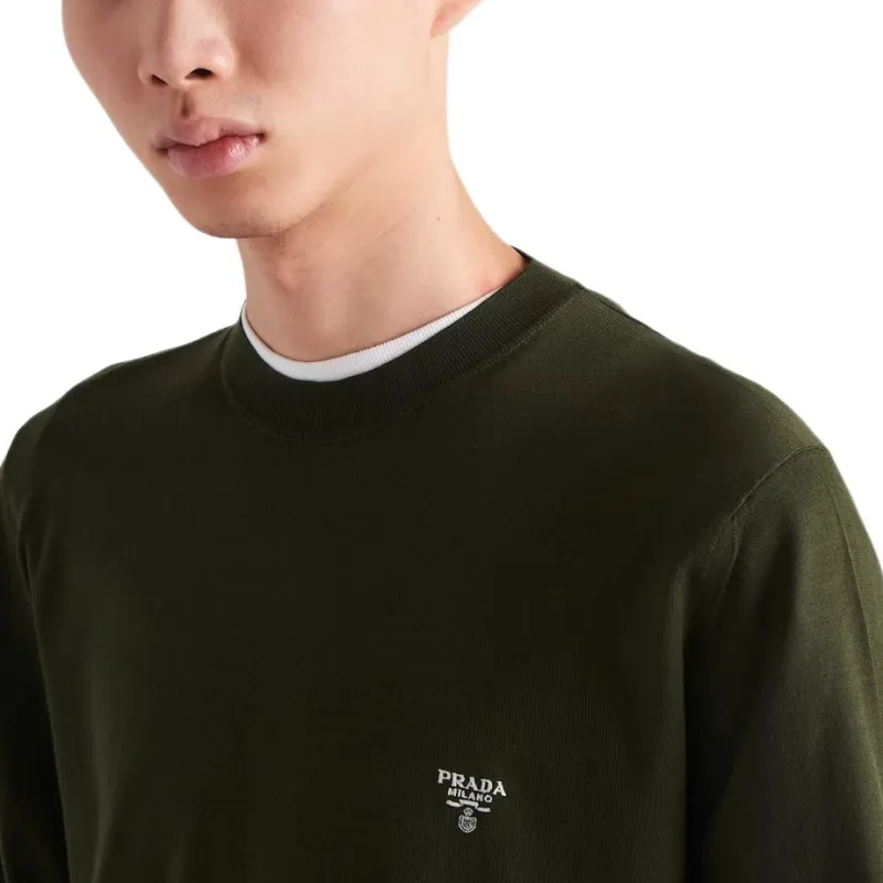 PRADA Logo embroidered Wool Jumper-3
