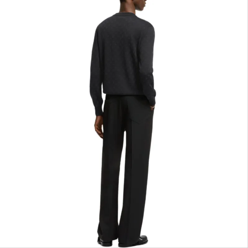 LOUIS VUITTON Monogram Embellished Wool Evening Crewneck-5