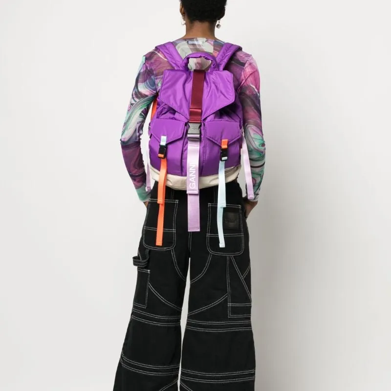 GANNI Recycled Polyester Backpack Regular Women's Purple-4