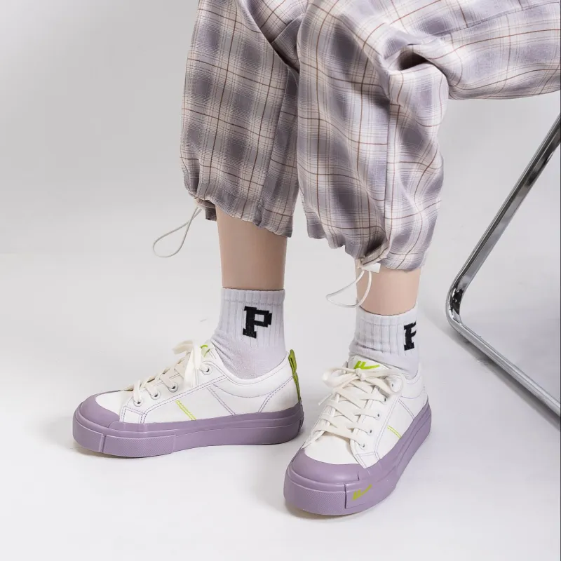 WARRIOR Canvas Shoes Women's Low Top White/Purple-9